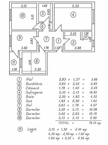 Apartament cu 4 camere decomandat în Ultracentral