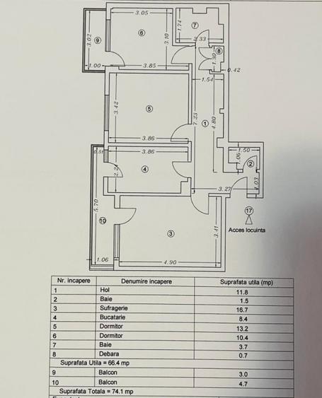 Apartament cu 3 camere decomandat în Ultracentral