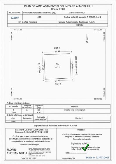 Teren agricol extravilan de 430 mp, în Corbu