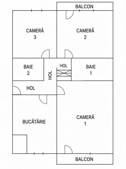 Apartament cu 3 camere decomandat în Central