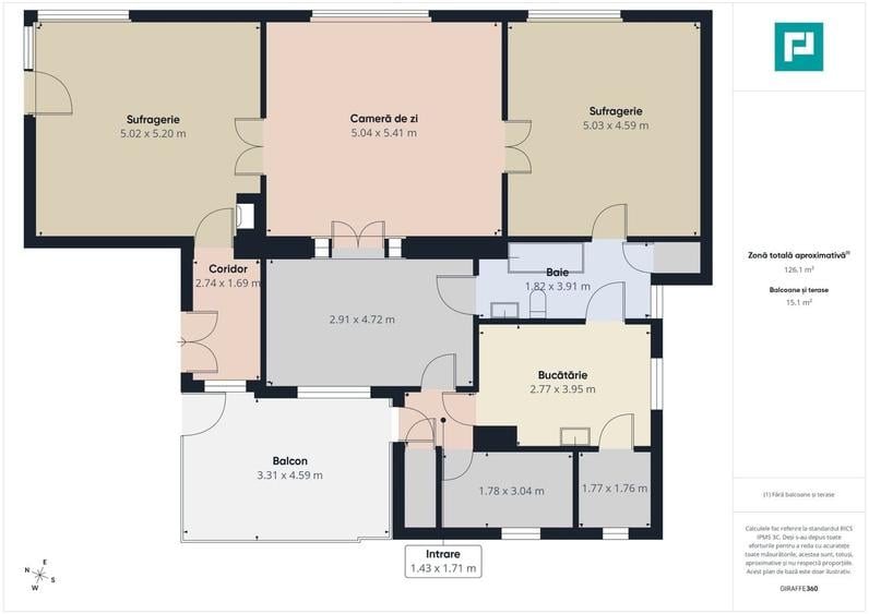 Apartament cu 3 camere circular în Central