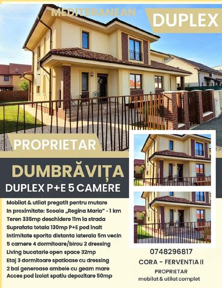 Casă cu 5 camere cu Teren 335 Mp în Dumbrăvița