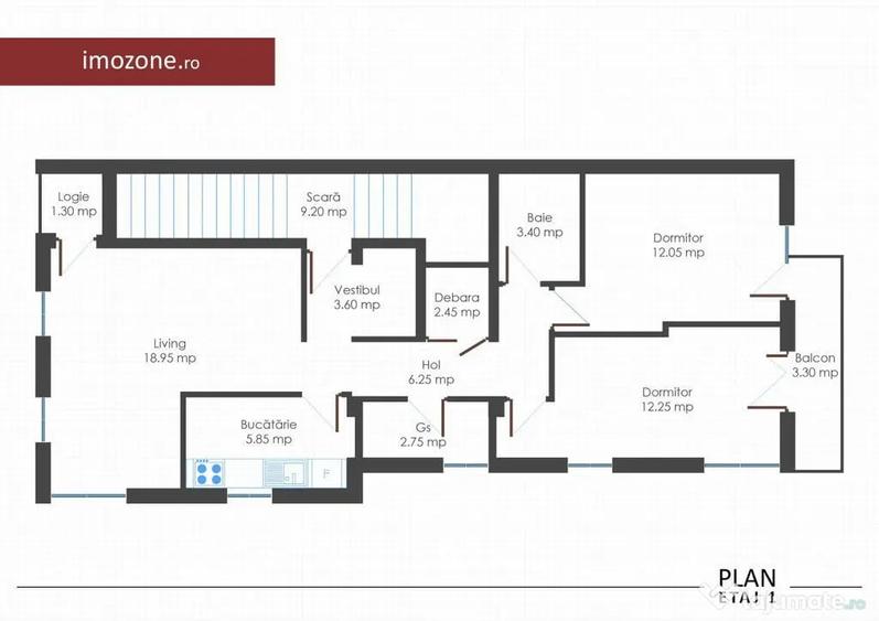 Apartament 3 cam., 2 bai, 2 balc., bloc nou, finisat la c... - 3