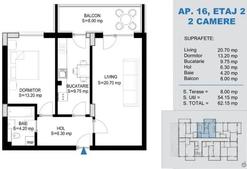 Apartament cu 2 camere decomandat în Theodor Pallady