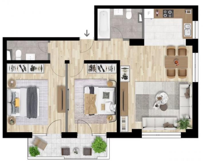 Apartament cu 3 camere decomandat în Între Lacuri