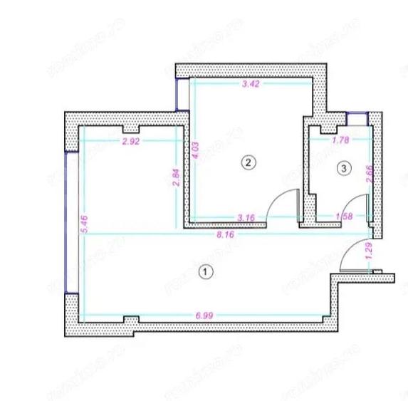 Apartament cu 2 camere semidecomandat în Central