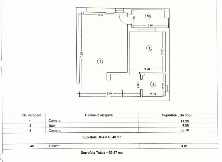 Apartament cu 2 camere în Sud