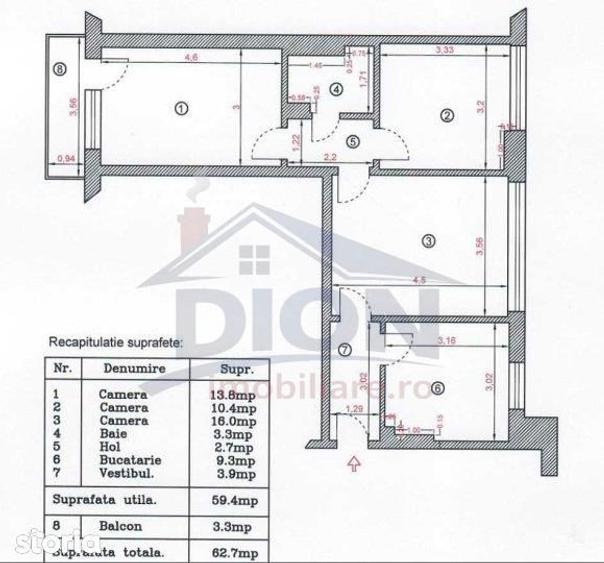Apartament cu 3 camere în Tei