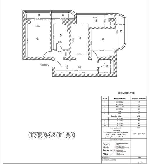 Apartament cu 3 camere decomandat în Păcurari