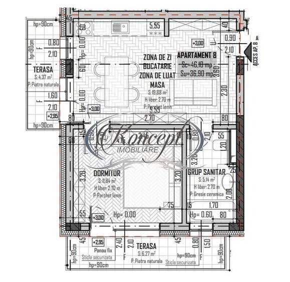 Apartament cu 2 camere semidecomandat în Baciu