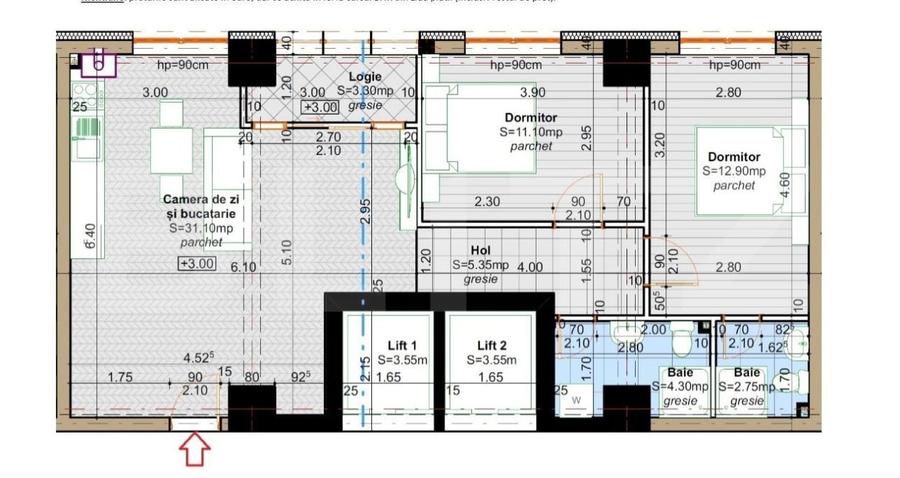 Apartament cu 3 camere decomandat în Lunca Cetățuii