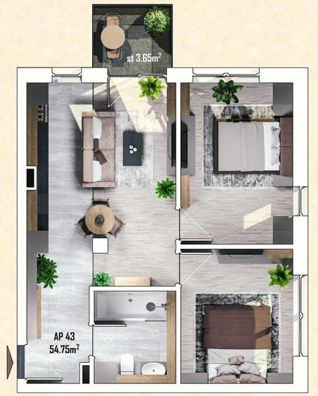 Apartament cu 3 camere decomandat în Apahida