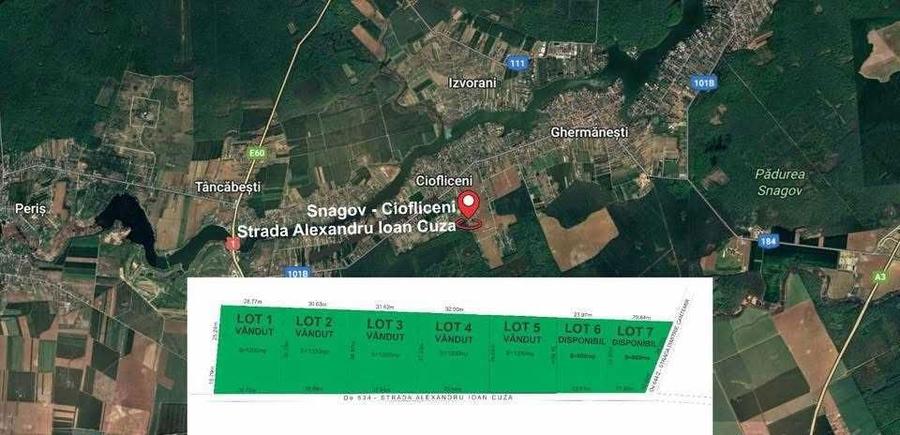 Teren de 1600 mp, în Ciofliceni