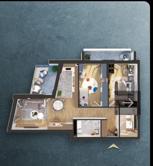 Apartament cu 3 camere semidecomandat în Aeroport