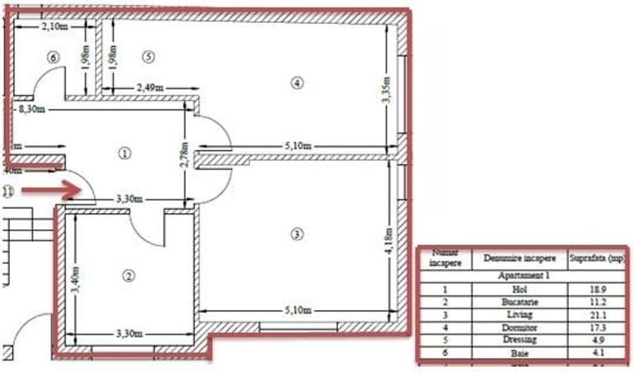 Apartament cu 2 camere decomandat, mobilat în 13 Septembrie
