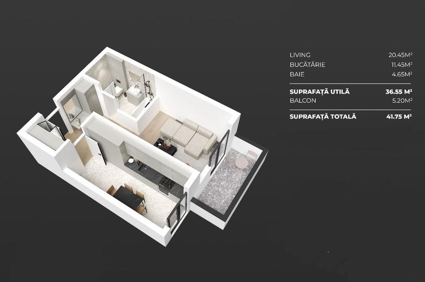 Garsoniera decomandată 41.75 mp-finisata la cheie/3 minute de metrou Berceni - 5