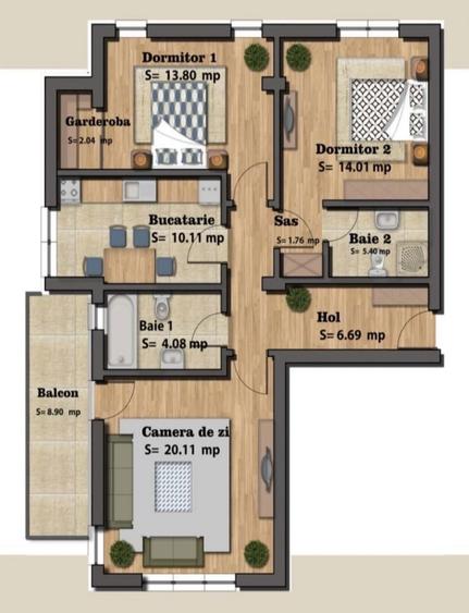 Apartament 3 camere/2 bai decomandat mobilat/utilat, zona Odaile - 10