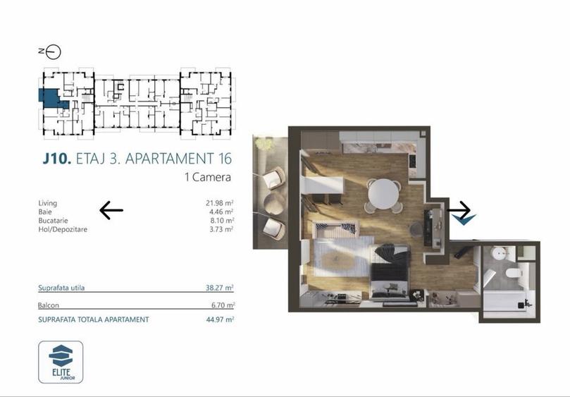 Pf vand apartament cu o camera in Elite Junior - 3
