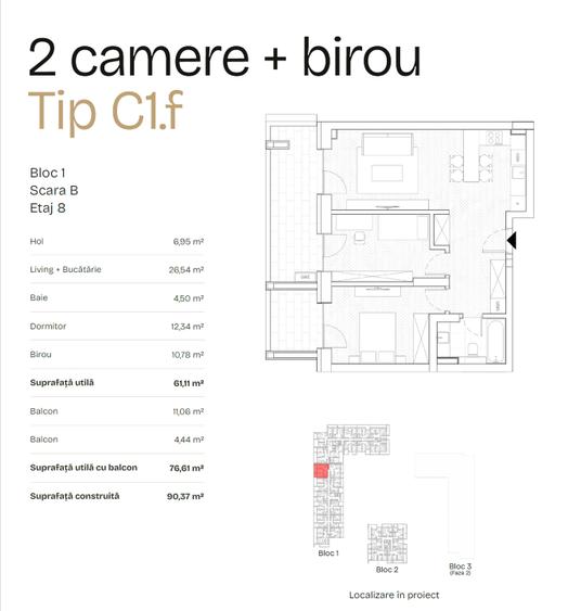 Prima Astera 2 camere+ birou- cesiune - 1