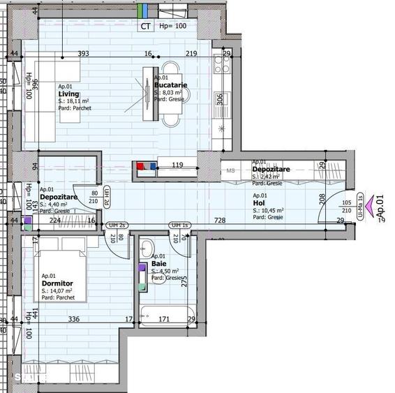 Apartament cu 2 camere în Faleză