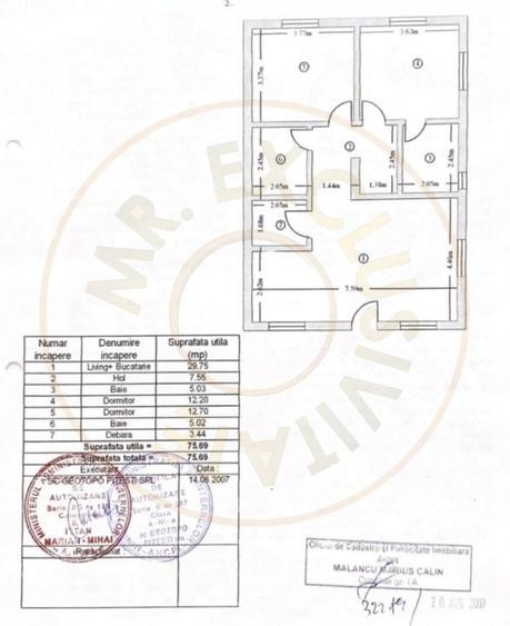 Apartament 3 camere Geamana Bloc 2007, decomandat, etaj 1 - 9