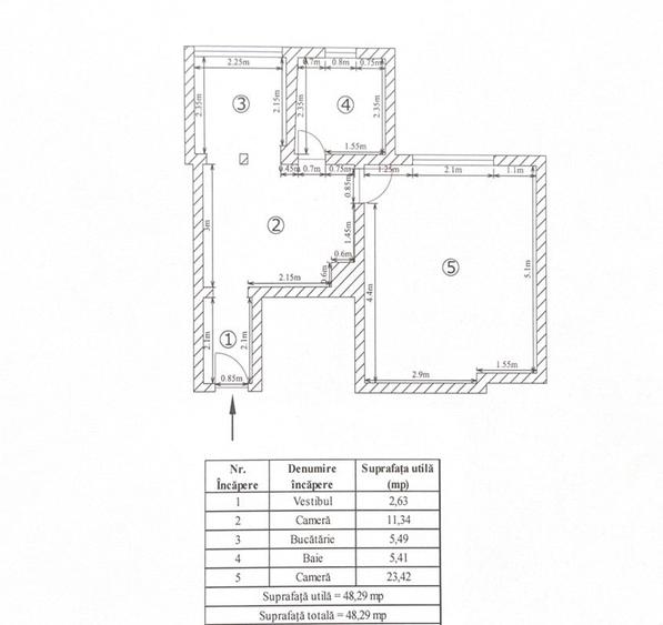 Apartament cu 2 camere semidecomandat în Centrul Istoric