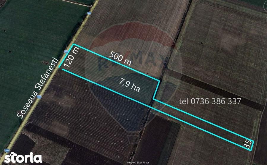 Teren industrial 7.9 ha, Afumati, deschidere 120m, Soseaua Stefanesti - 2