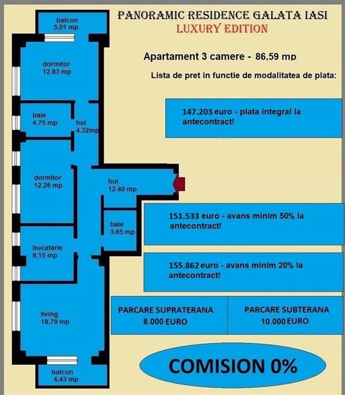 Apartament 3 camere de vanzare in Iasi, Galata, 86,59 mp, bloc nou - 2