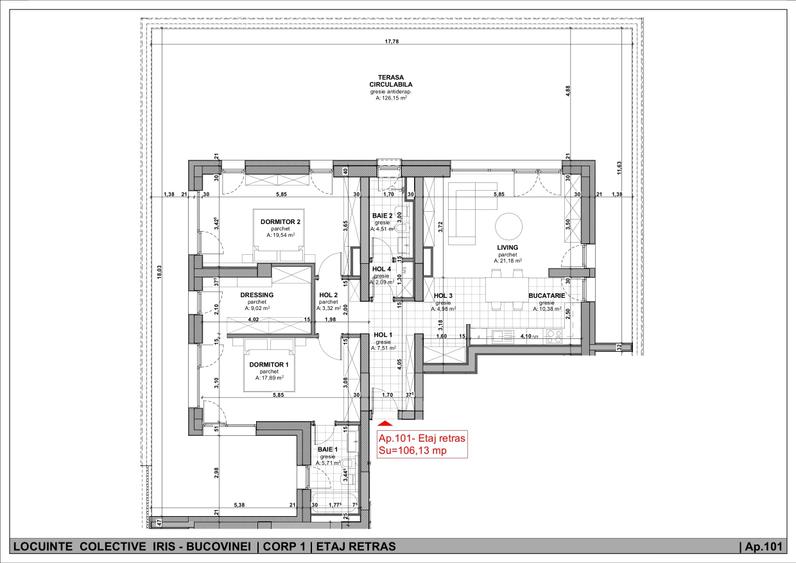 Penthouse cu 3 camere decomandat în Bucovina