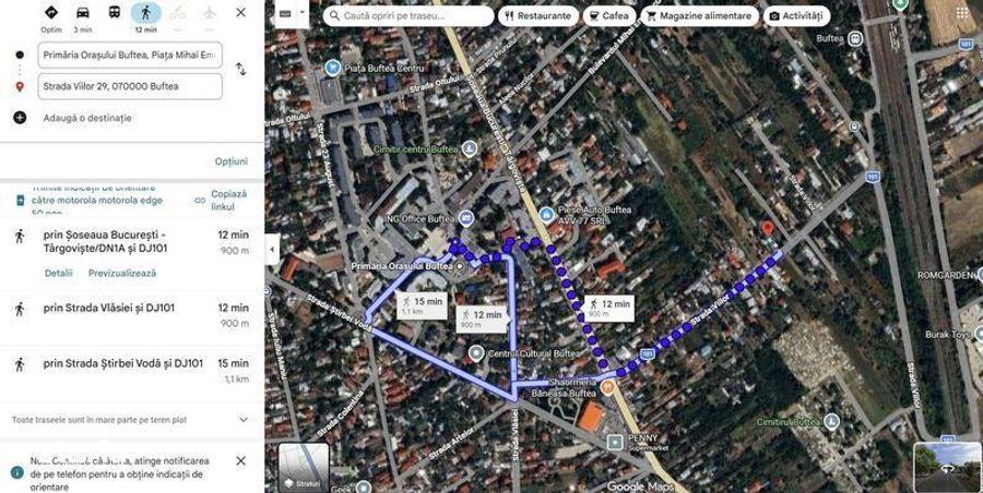 Teren de vanzare in orasul BUFTEA - stradal - 900 m de Primarie - 2