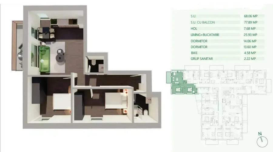 Apartament 3 camere cu balcon | Metrou Mihai Bravu I COMISION 0 % - 9