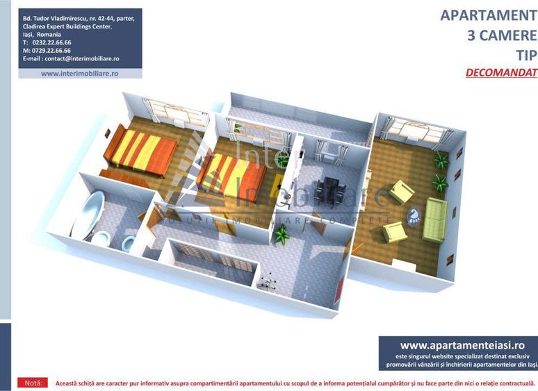 Apartament 3 camere Tatarasi , 62 metri, etaj 3 Cod:161812 - 1