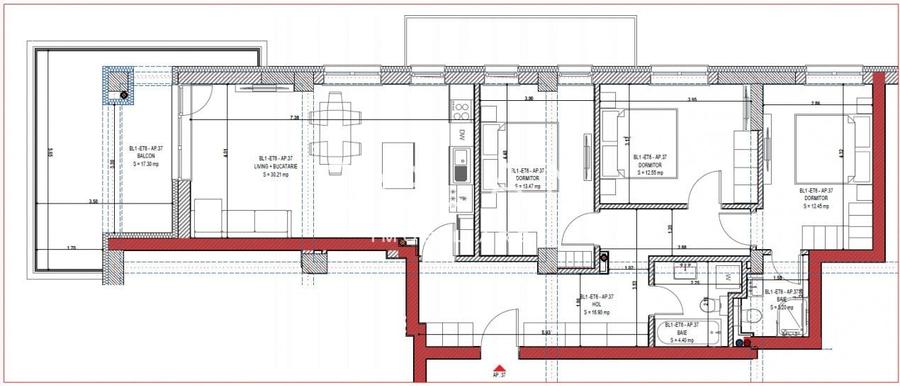 NOU, Apartament , 4 cam- 93,18mp+17,30 Terasa, Calitate Premium! Zona N-V Sibiu - 3