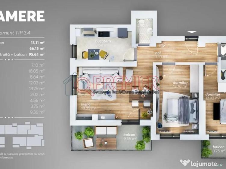 Apartament 3 Camere - Grand Arena - Bloc Nou - Disponibil - 2