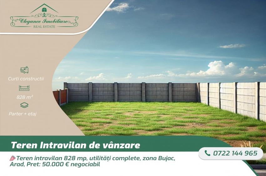 Teren intravilan 828 mp, utilități complete, zona Bujac, Arad - 1
