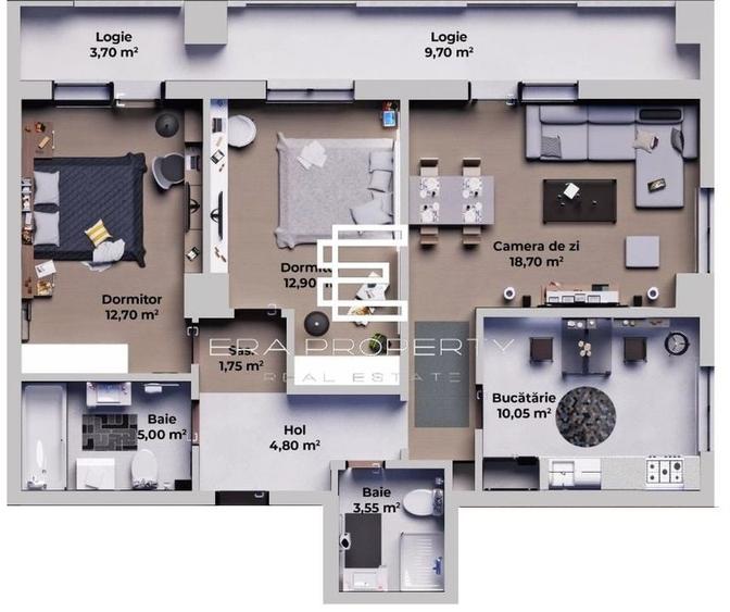 Apartament 3 camere, bloc nou, partial mobilat, Calea Surii Mici-Sibiu - 11