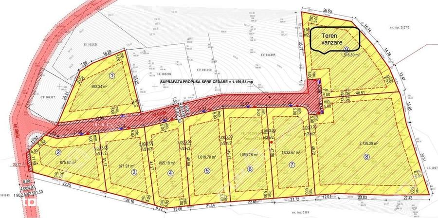 Teren intravilan 1517 mp in Tocile pretabil casa sau investitie - 2