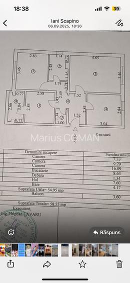 Inel I- lângă Tomis III- 3 camere etaj 1