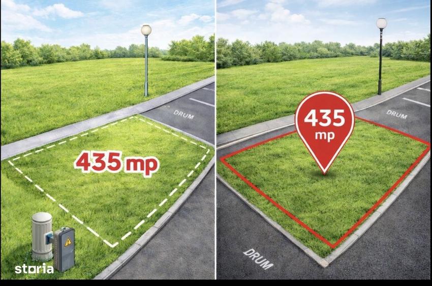 TEREN Intravilan 435 mp Casa PUZ Aprobat toate utilitatiile inclusiv - 1
