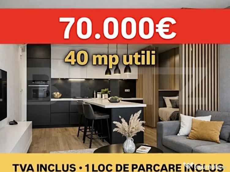 Apartament tip studio, 40 mp utili, 1 loc de parcare, Etaj 1 - 1