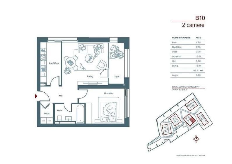 Apartament cu 2 camere în Central