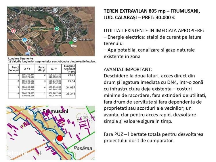 Teren 805 mp cu acces pe doua laturi ?i legatura rapida DN4, Frumu?ani - 3