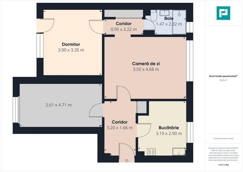 Apartament cu 3 camere semidecomandat în P-ța Gării