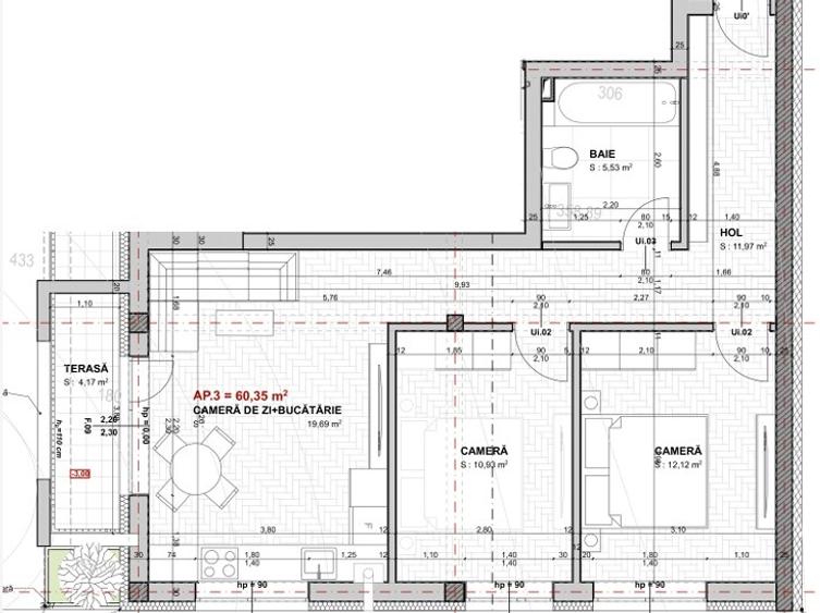 Apartament 3 camere, 60mp, balcon TVA inclus - 1