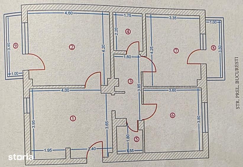Apartament cu 3 camere în Mircea-Vodă