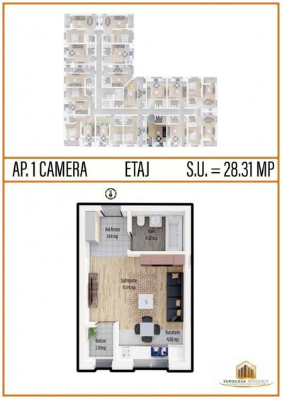 Garsoniera confort 1, bloc nou, etaj 2, strada TINERETULUI - CHIAJNA