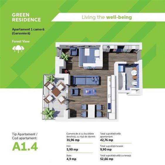 Apartamente cu 1 camere Tudor - Green Residence amenajate. - 5