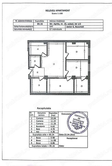 Apartament cu 3 camere decomandat în Central