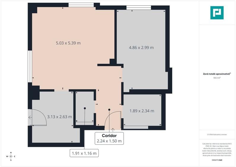 Apartament 2 camere, terasă mare, etaj 6 - 6