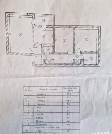 Apartament 3 camere, decomandat- Str Liniei, Gorjului - 1